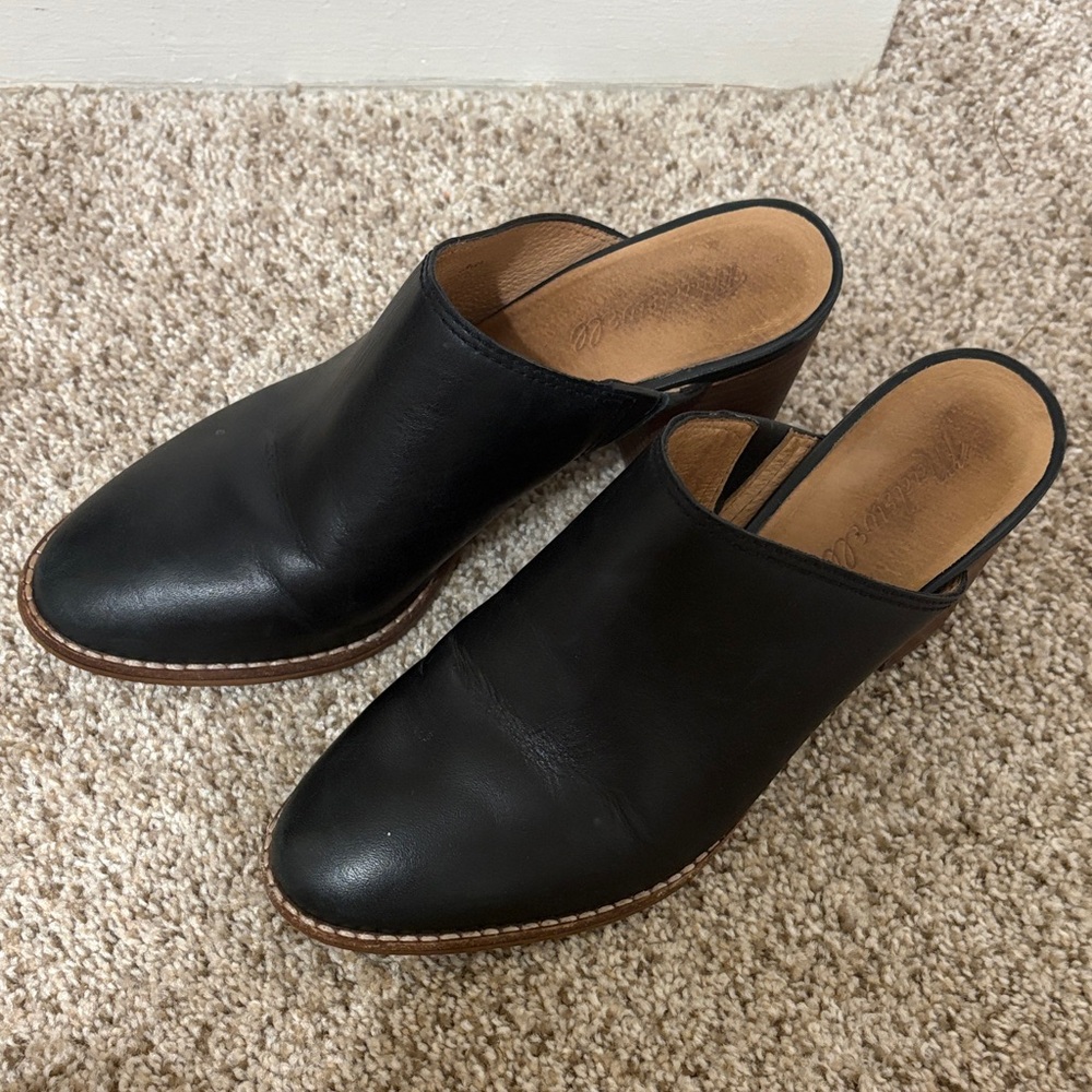 Madewell Black Leather Harper Mules
